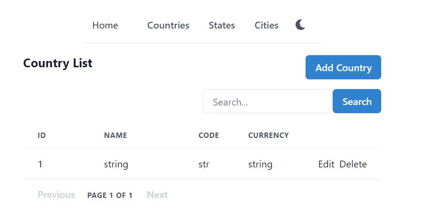 address book react country search