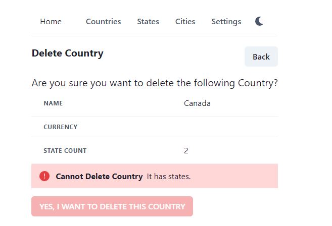 delete country which has states
