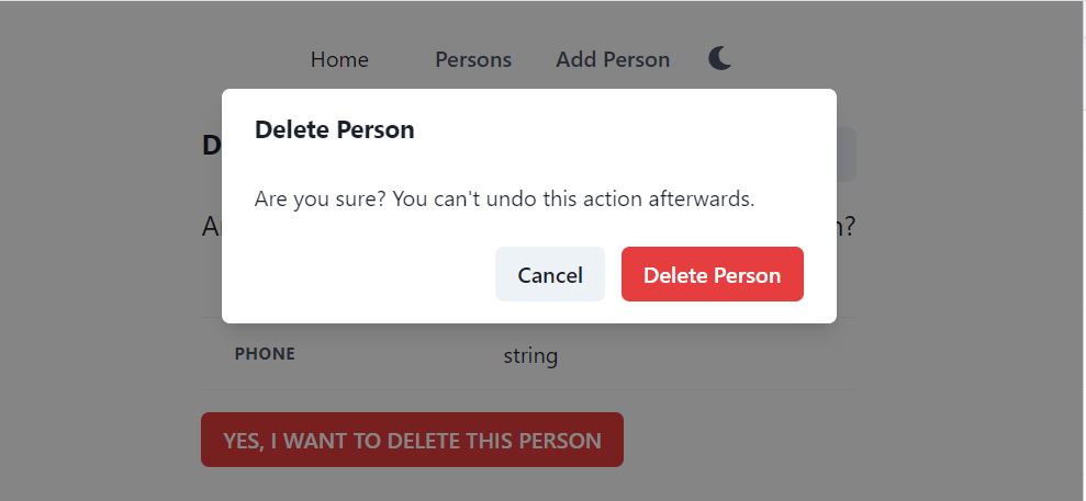 delete person with dialog