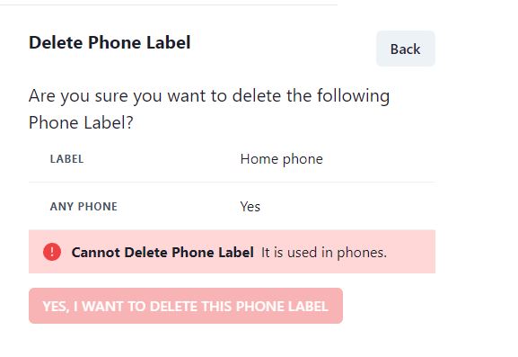 react delete phone label