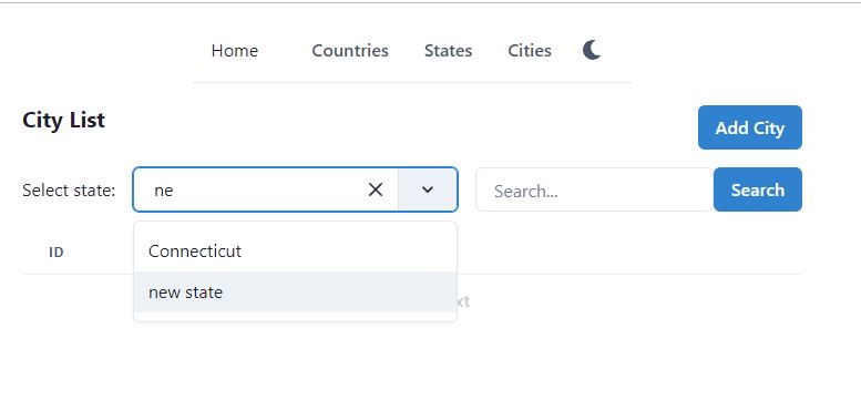 state dropdown with no country